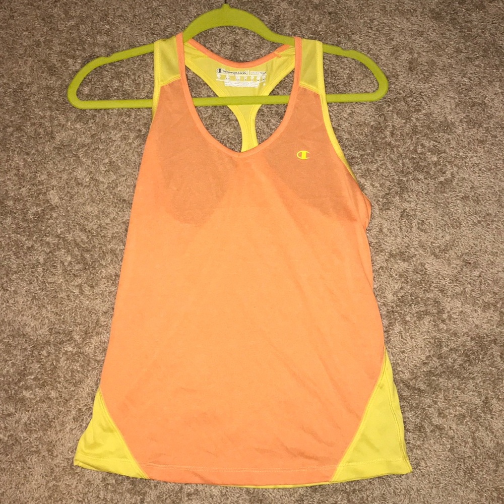 ORANGE AND YELLOW CHAMPION WORKOUT TANK